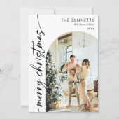 Modern Simple Boho Arch Christmas Foto Feiertagskarte (Vorderseite)