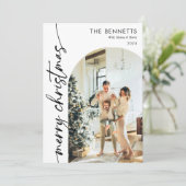 Modern Simple Boho Arch Christmas Foto Feiertagskarte (Stehend Vorderseite)