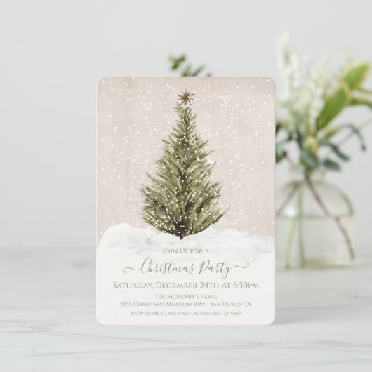 Modern Simple Boho Christmas Tree Party Einladung (Stehend Vorderseite)