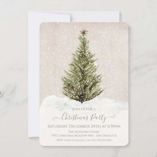 Modern Simple Boho Christmas Tree Party Einladung (Vorderseite)