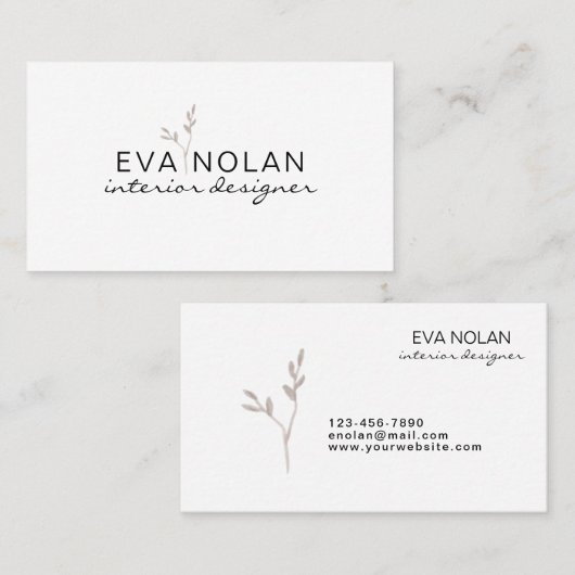Modern Simple Boho Dry Blätter Räume Designer Visitenkarte (Vorne/Hinten)