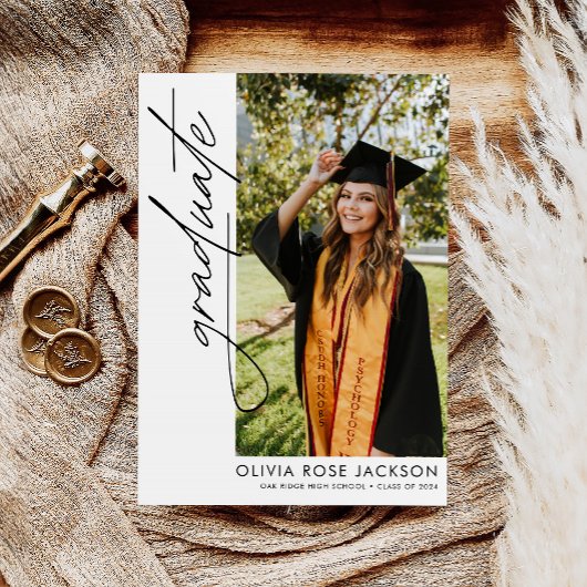 Modern Simple Boho Foto Abschluss Ankündigung