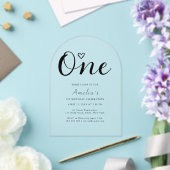 Modern Simple Boho Heart First Birthday Acryleinladungen (Insitu (Hochzeit))