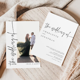 Modern Simple Boho Photo Black and White Wedding Einladung