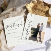 Modern Simple Boho Photo Black and White Wedding Einladung