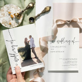 Modern Simple Boho Photo Black and White Wedding Einladung