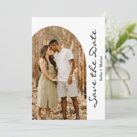 Modern Simple Boho Save the Date Card Einladung (Stehend Vorderseite)