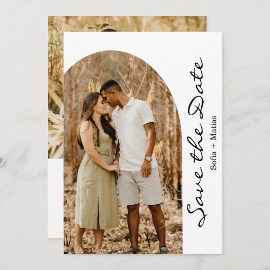 Modern Simple Boho Save the Date Card Einladung (Vorne/Hinten)