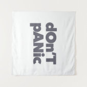 Modern, simple, bold cool graphic of Don't Panic Wandteppich (Vorderseite (Horizontal))
