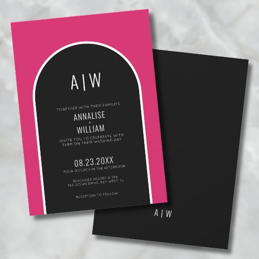 Modern Simple Bold Magenta Pink Wedding Einladung