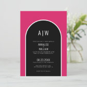 Modern Simple Bold Magenta Pink Wedding Einladung (Stehend Vorderseite)