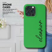 Modern Simple Bright Green Script Name Monogram Case-Mate iPhone Hülle