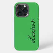 Modern Simple Bright Green Script Name Monogram iPhone Hülle (Hinten)
