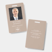 Modern Simple Brown Corporate Foto ID Ausweis (Vorder- & Rückseite)