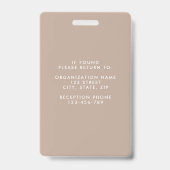 Modern Simple Brown Corporate Foto ID Ausweis (Back)