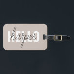 Modern Simple Brown Hallo und Sie nennen Gepäckanhänger<br><div class="desc">Modern Simple Brown Hallo und Sie nennen</div>