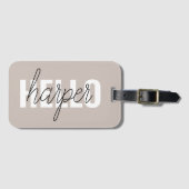 Modern Simple Brown Hallo und Sie nennen Gepäckanhänger (Vorderseite (Horizontal))