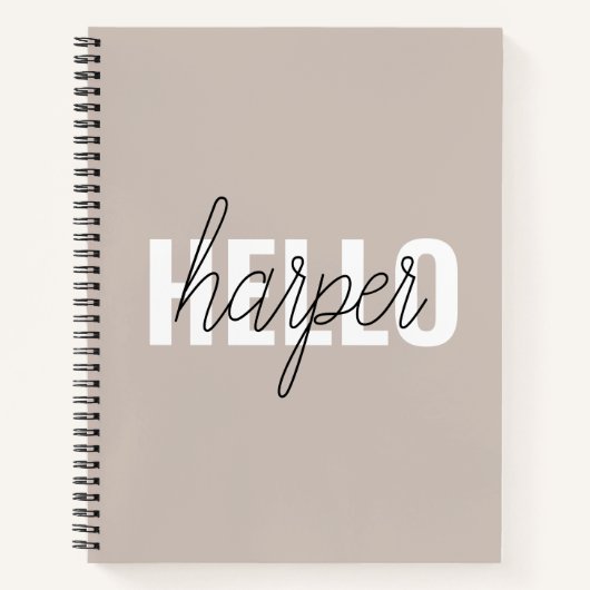 Modern Simple Brown Hallo und Sie nennen Notizblock (Vorderseite)