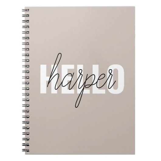 Modern Simple Brown Hallo und Sie nennen Notizblock (Vorderseite)