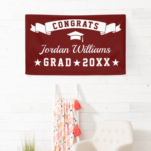 Modern Simple Burgundy Graduation Party 2024 Banner (Insitu)