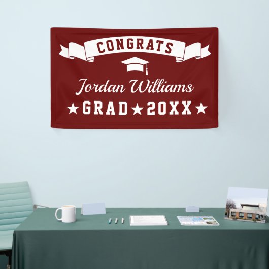 Modern Simple Burgundy Graduation Party 2024 Banner (Messeveranstaltung)