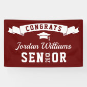 Modern Simple Burgundy White Graduation Party 2024 Banner (Horizontal)