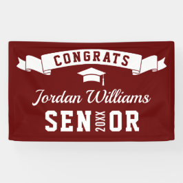 Modern Simple Burgundy White Graduation Party 2024 Banner