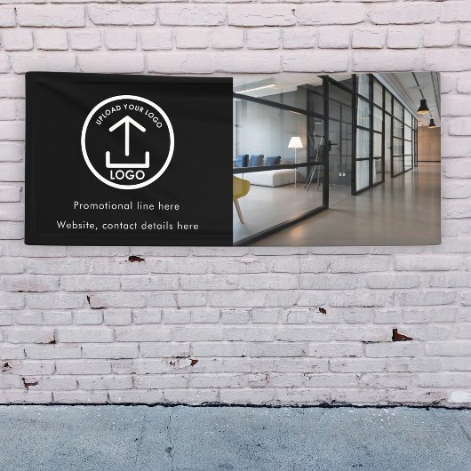Modern Simple Business Logo Foto & Text Black Banner