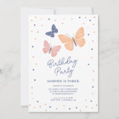 Modern Simple Butterfly Geburtstagseinladung Einladung (Vorderseite)