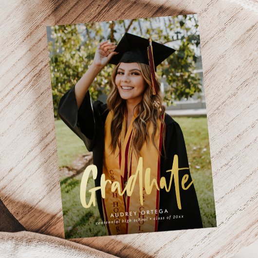 Modern Simple Calligraphy Two Foto Abschluss Folieneinladung