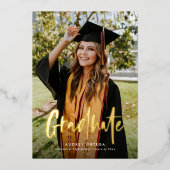 Modern Simple Calligraphy Two Foto Abschluss Folieneinladung (Vorderseite)