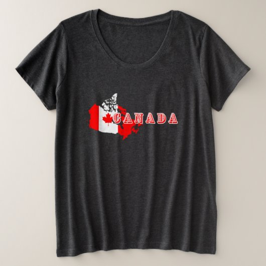 Modern Simple Canadian Canada Script Map Flag Große Größe T-Shirt (Design vorne)