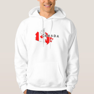 Modern Simple Canadian Canada Script Map Flag Hoodie