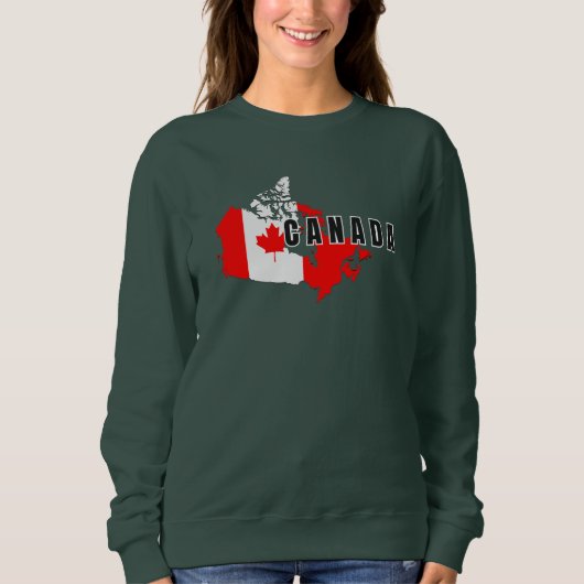 Modern Simple Canadian Canada Script Map Flag Sweatshirt (Vorderseite)