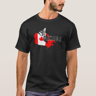 Modern Simple Canadian Canada Script Map Flag T-Shirt