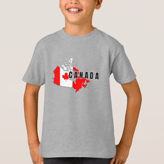 Modern Simple Canadian Canada Script Map Flag T-Shirt (Vorderseite)