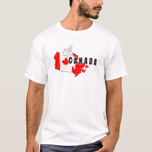 Modern Simple Canadian Canada Script Map Flag T-Shirt (Vorderseite)