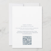 Modern Simple Chic Dusty Blue Floral Foto QR Code Save The Date (Rückseite)