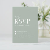 Modern Simple Chic Sage Green Wedding RSVP Karte (Stehend Vorderseite)