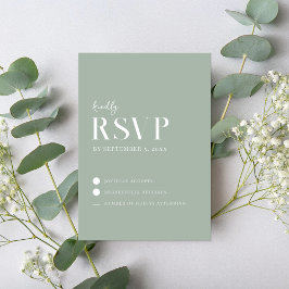 Modern Simple Chic Sage Green Wedding RSVP Karte