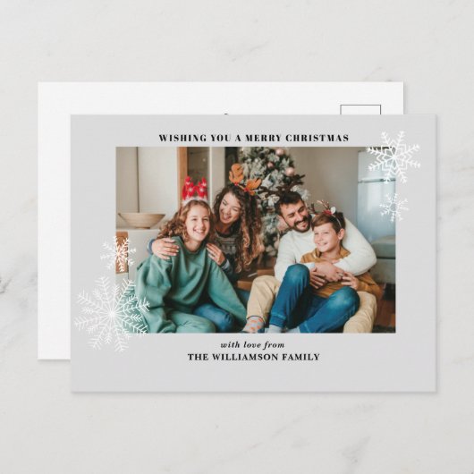 Modern Simple Christmas Family Foto Postkarten (Vorne/Hinten)