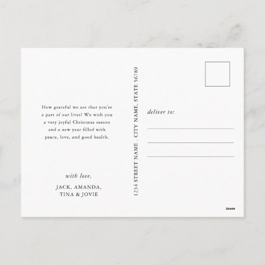 Modern Simple Christmas Family Foto Postkarten (Rückseite)