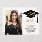Modern Simple Class of 2025 Foto Graduation Party Einladung (Vorne/Hinten)
