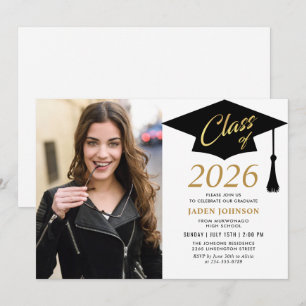 Modern Simple Class of 2025 Foto Graduation Party Einladung