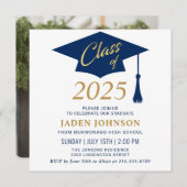 Modern Simple Class of 2025 FOTO Graduation Party Einladung (Vorne/Hinten)