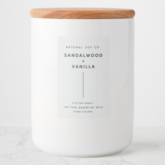 Modern Simple Clean Minimalist White Candle Label Lebensmitteletikett (Vorderseite)