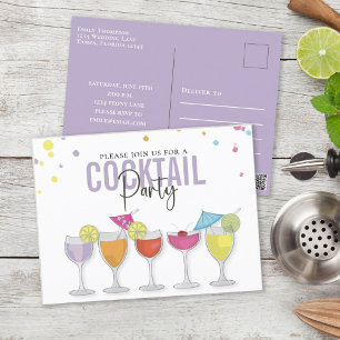 Modern Simple Cocktail Party Minimalist Einladung Postkarte