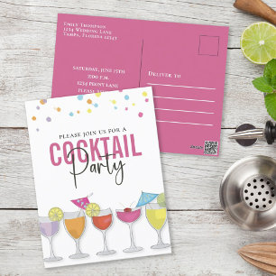 Modern Simple Cocktail Party Minimalist Einladung Postkarte