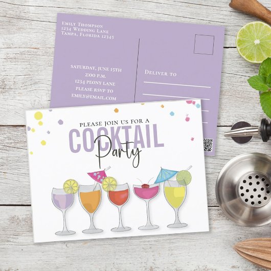 Modern Simple Cocktail Party Minimalist Einladung Postkarte