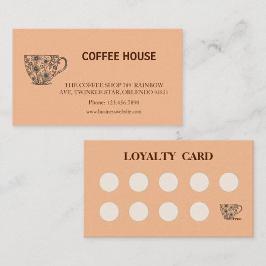 Modern simple coffee Shop Loyalty Card Visitenkarte (Vorne/Hinten)